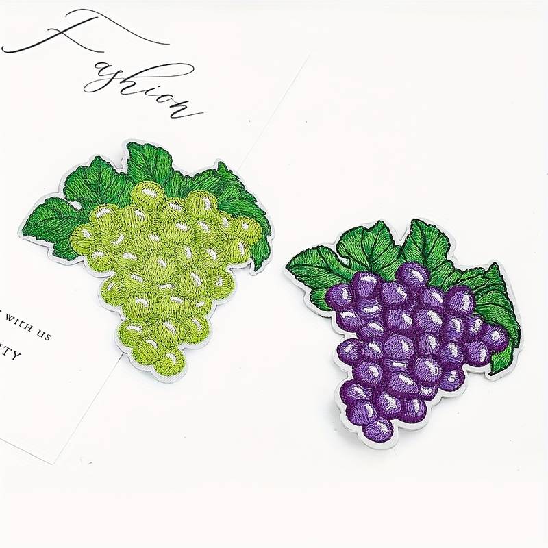 2pcs Exquisite Fruit Embroidery Stickers For Men, Cartoon Grape Embroidery  Stickers For Clothes Pants